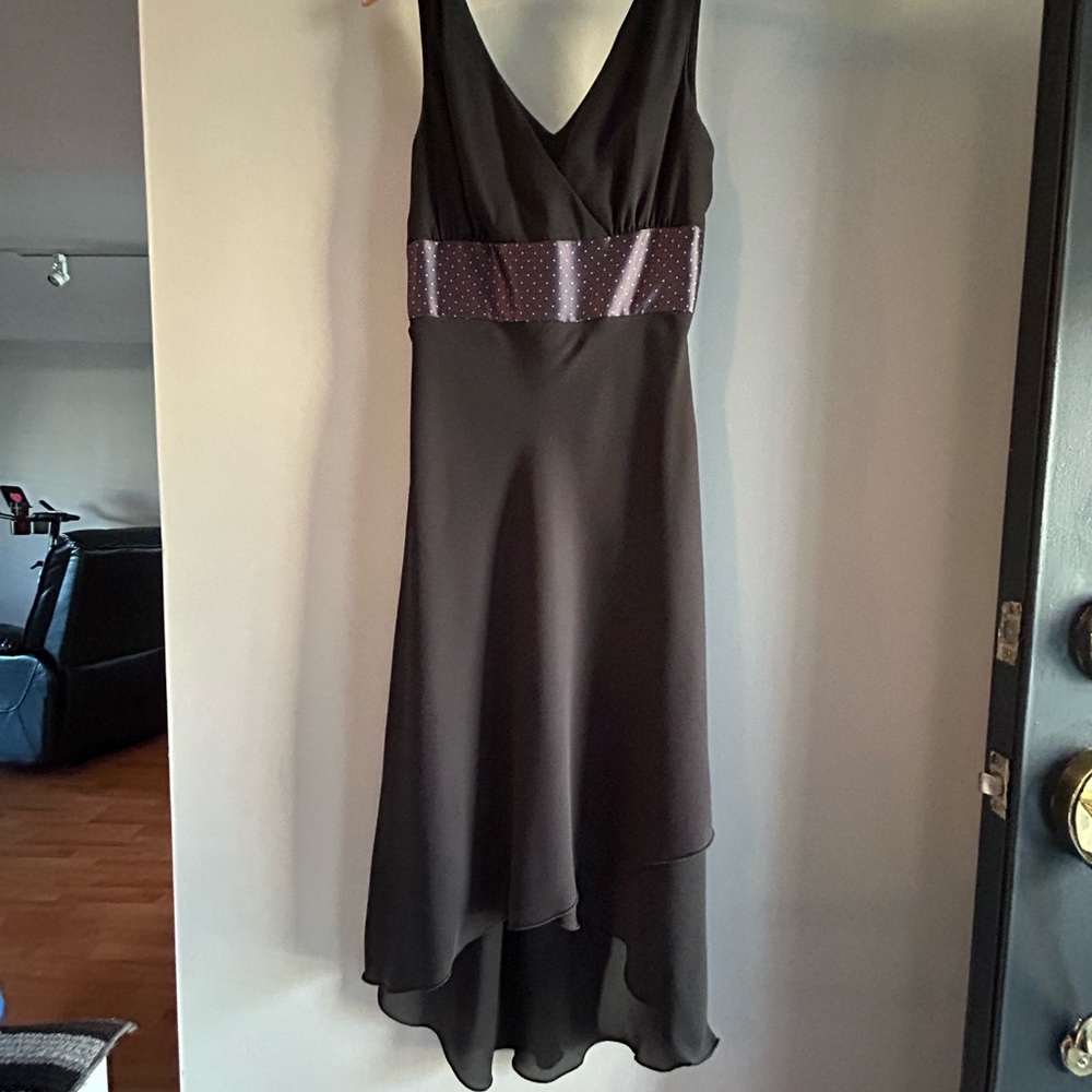 Reitmans Black High Low Dress with Purple Accent